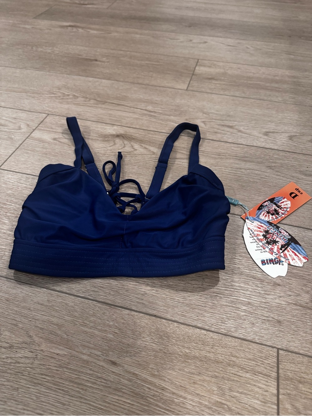 Women’s Navy Lace-Up Swim Top - Unknown Brand